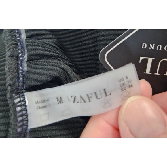 Womens M Black Ribbed Two-Piece Strapless Bikini Set Drawstring Bandeau Top Sexy - Picture 9 of 10